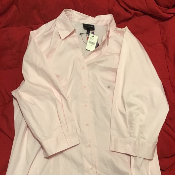 Lane Bryant Pink Blouse  3/4 shelves hidden buttons 20 NWT - Picture 3 of 3